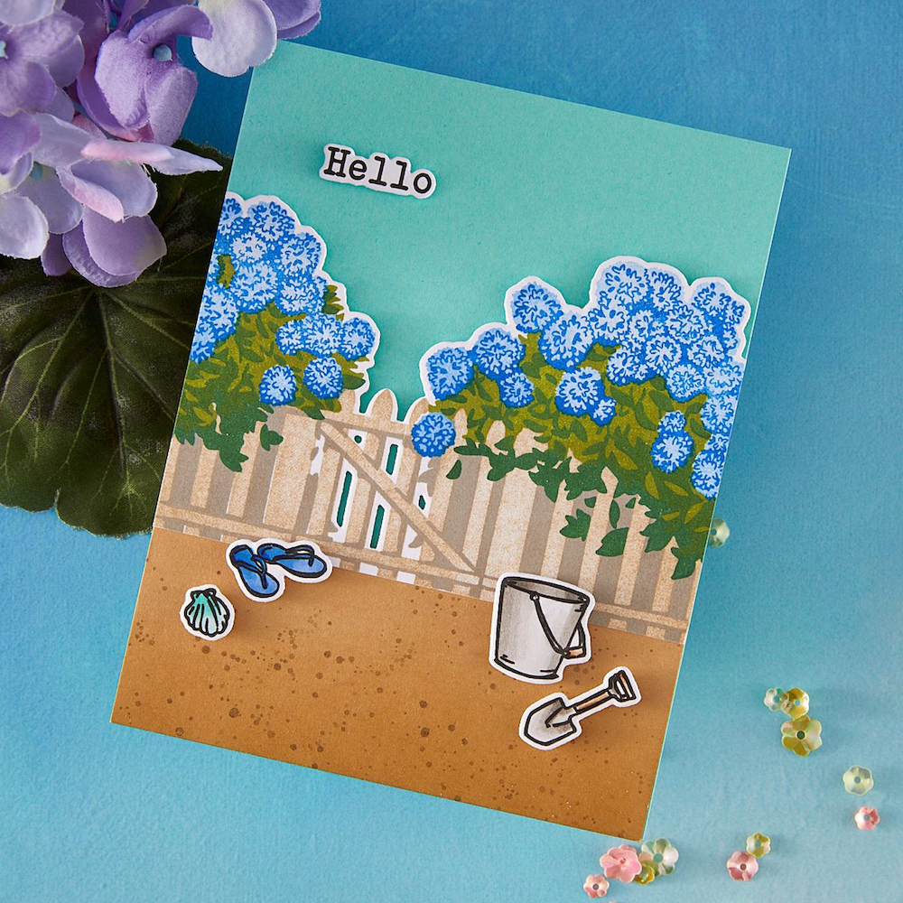 Hero Arts Coastal Blooms HeroScape Clear Stamp and Die Set dc317 hello