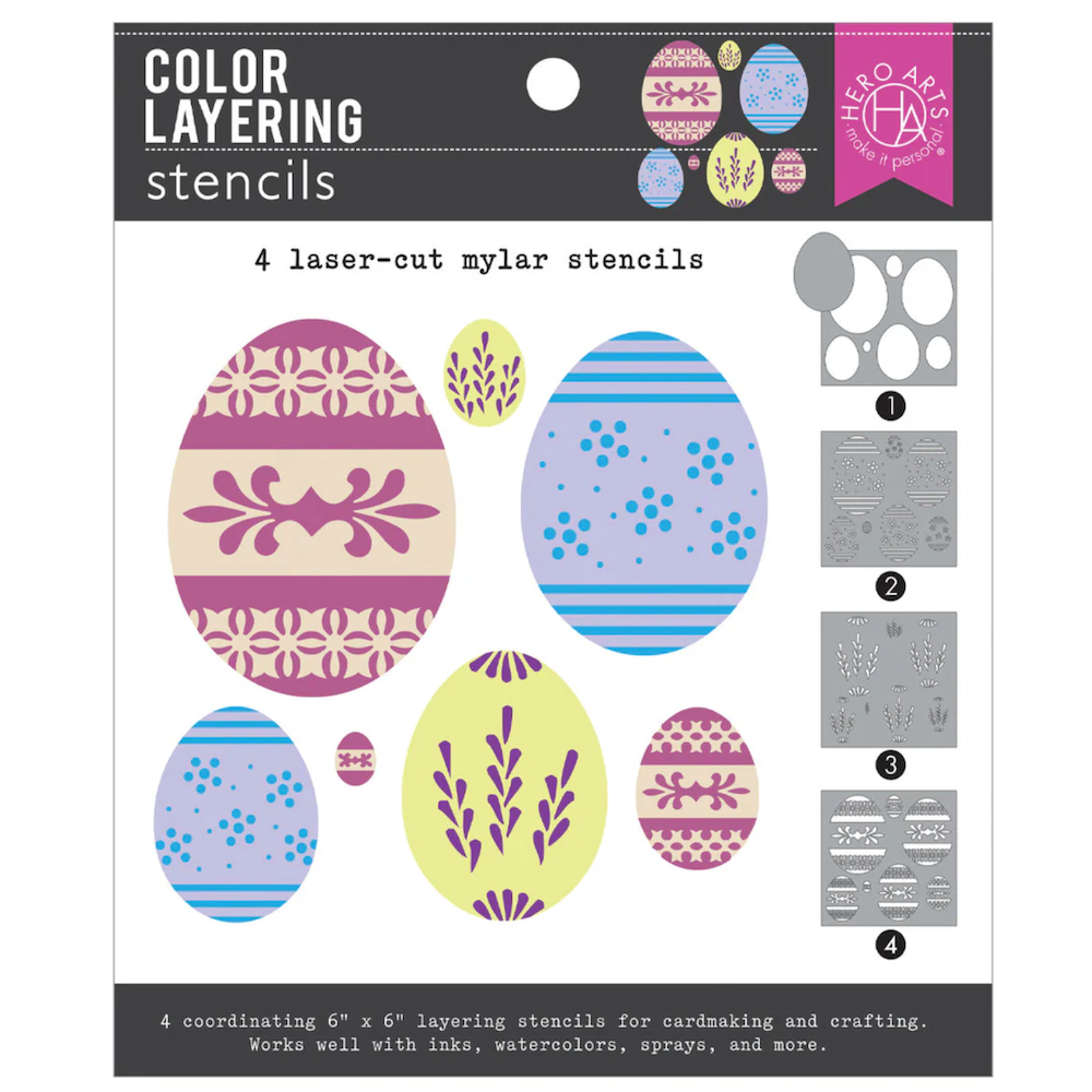 Hero Arts Color Layering Decorative Eggs Stencil Set sa294