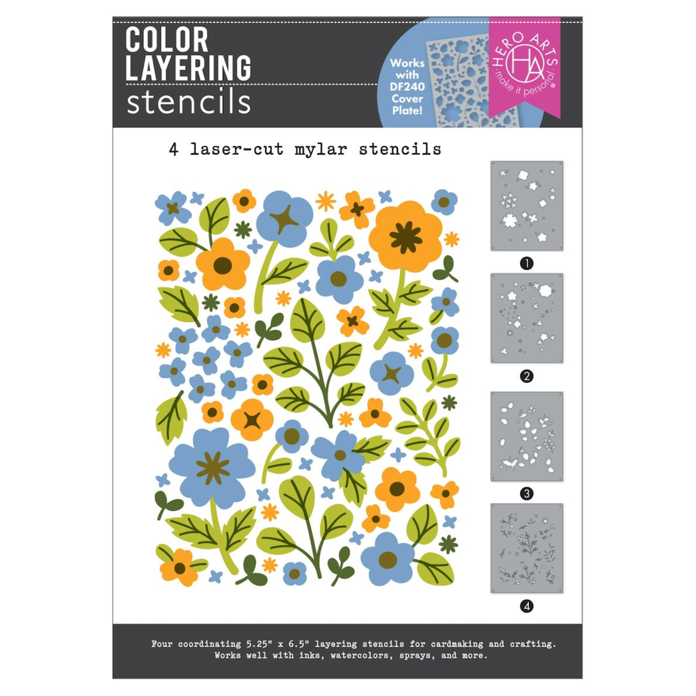 Hero Arts Color Layering Meadow Blooms Stencil Set sa293