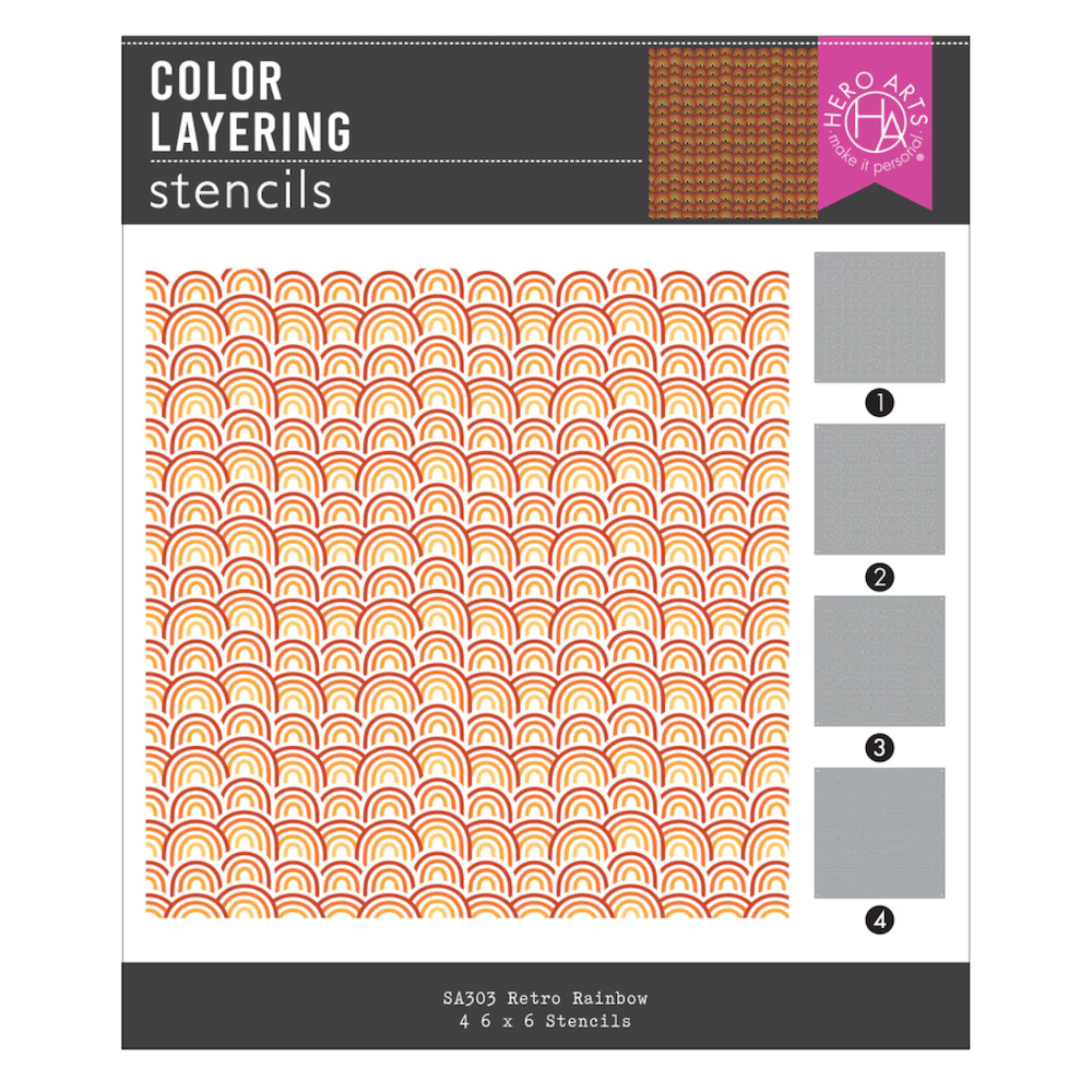 Hero Arts Color Layering Retro Rainbow Stencil Set sa303