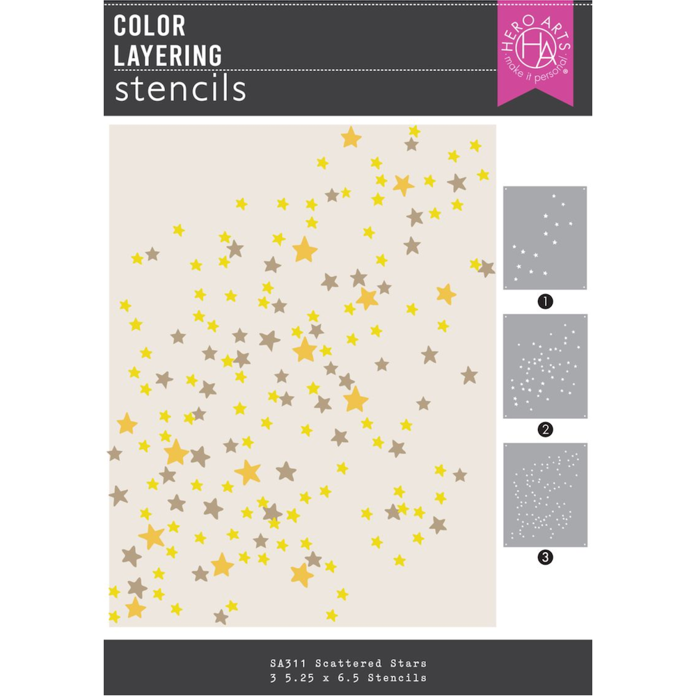 Hero Arts Color Layering Scattered Stars Stencil Set sa311