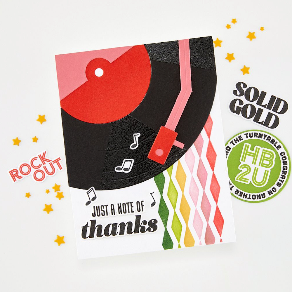 Hero Arts Drop the Needle Die Set df268 record solid gold