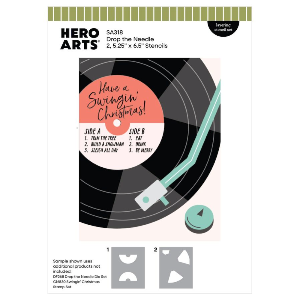 Hero Arts Drop the Needle Stencil Set sa318