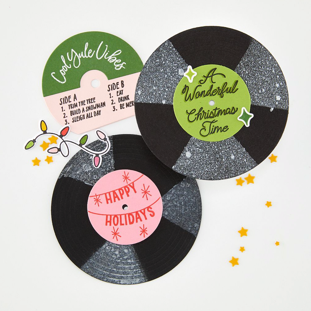 Hero Arts Drop the Needle Stencil Set sa318 record sparkle 