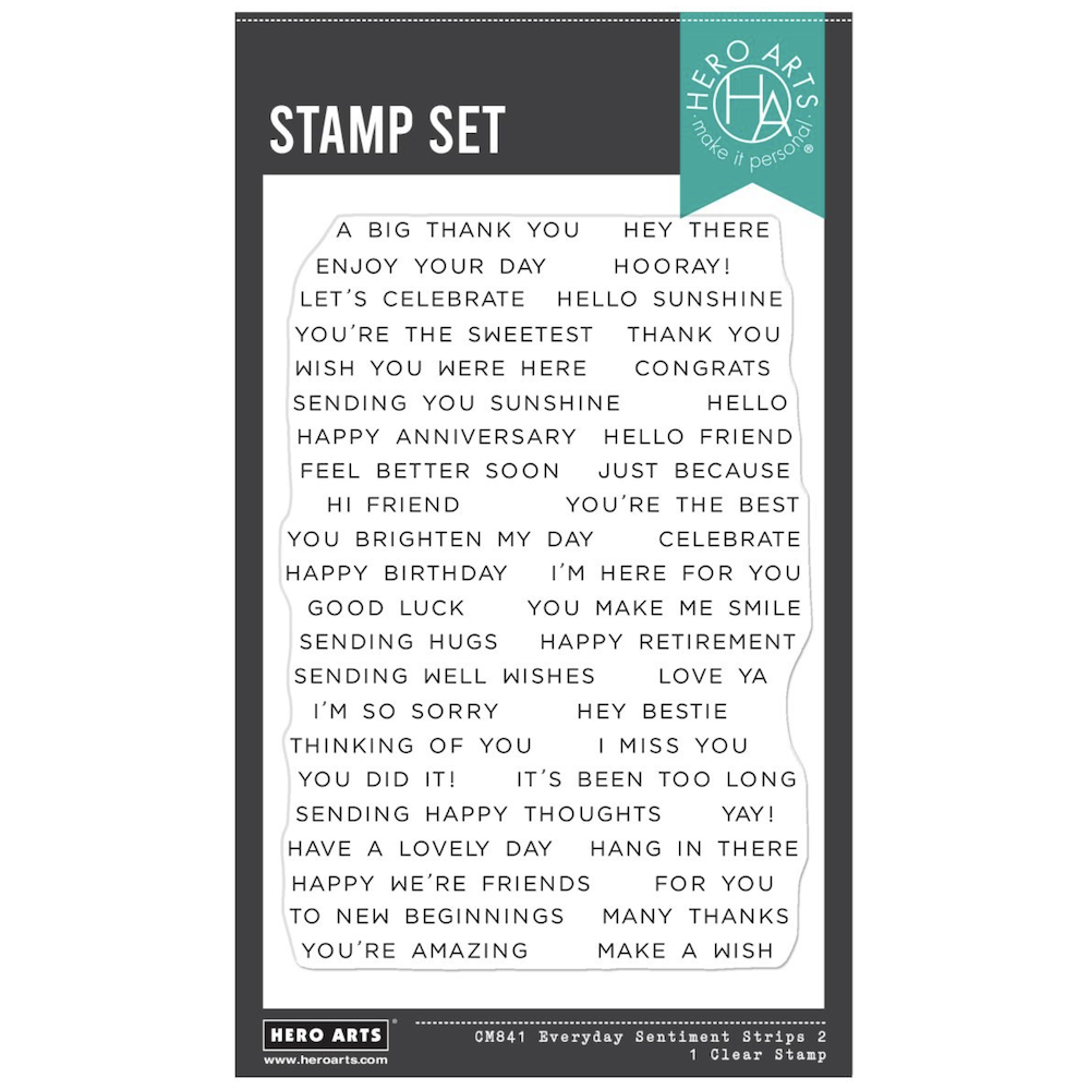 Hero Arts Everyday Sentiment Strips 2 Clear Stamp Set cm841