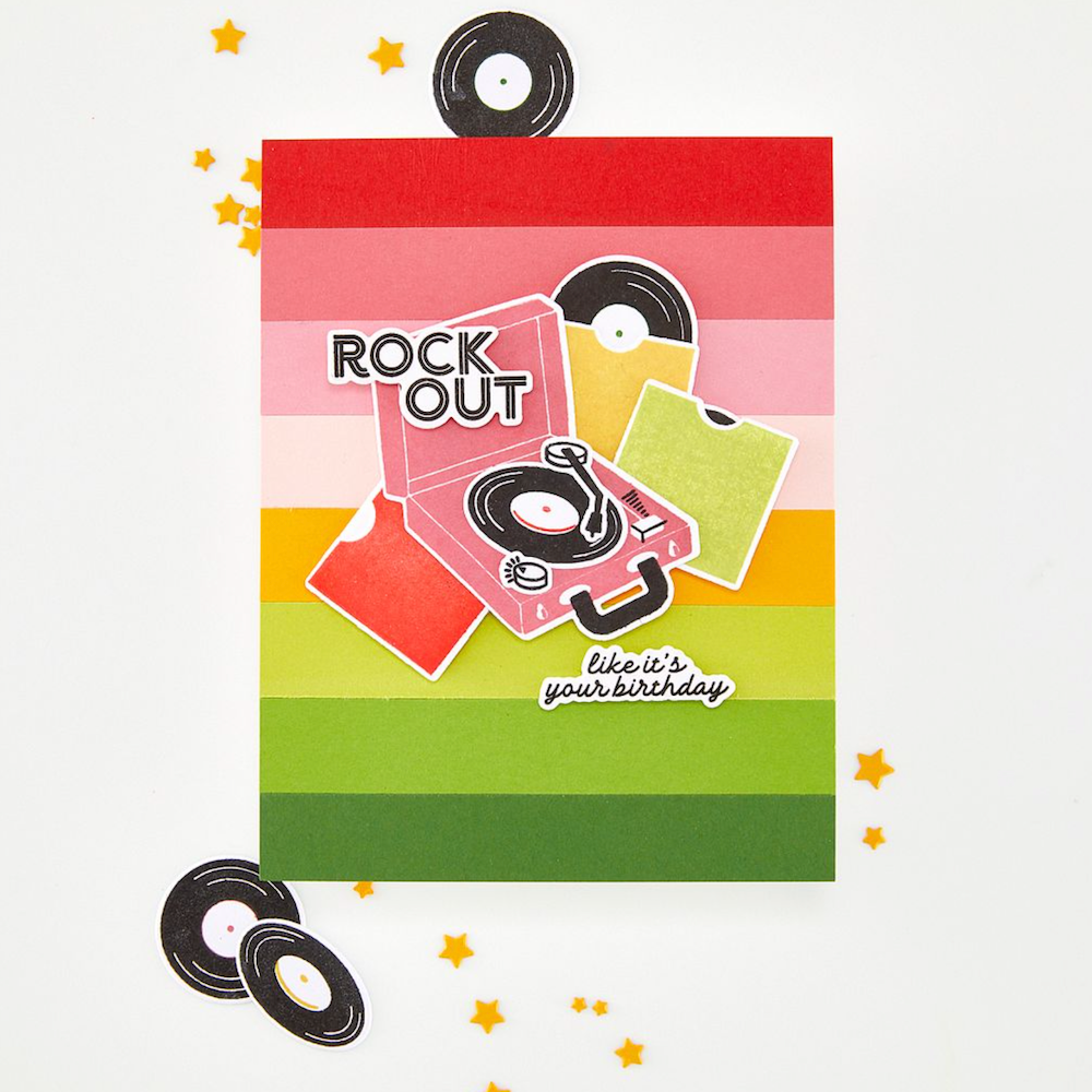 Hero Arts Feeling Festive Clear Stamp and Die Set dc335 rock out record player