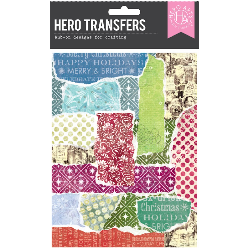 Hero Arts Festive Paper Collage Hero Rub-on Transfers rt135*