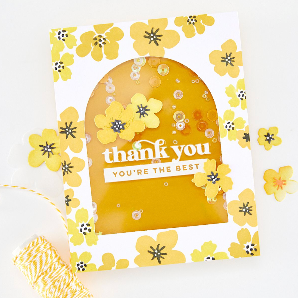 Hero Arts Floral Frame Layering Stencil Set sa326 thank