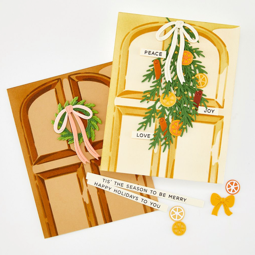 Hero Arts Front Door Layering Stencil Set sa329 ribbon pine 