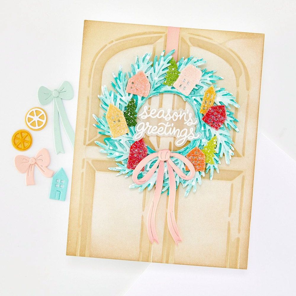 Hero Arts Front Door Layering Stencil Set sa329 seasons greetings pine