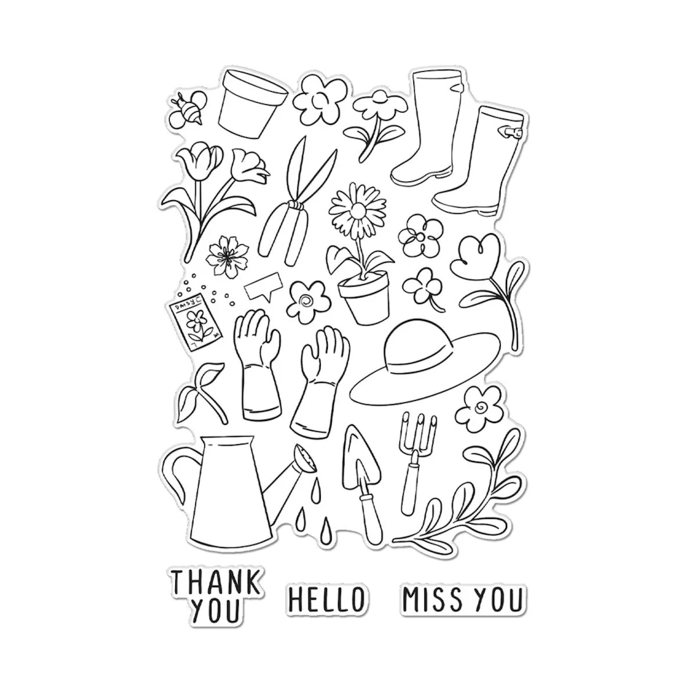 Hero Arts Gardening Tools & Flowers Clear Stamp Set cm788 product