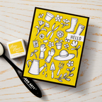 Hero Arts Gardening Tools & Flowers Clear Stamp Set cm788 yellow