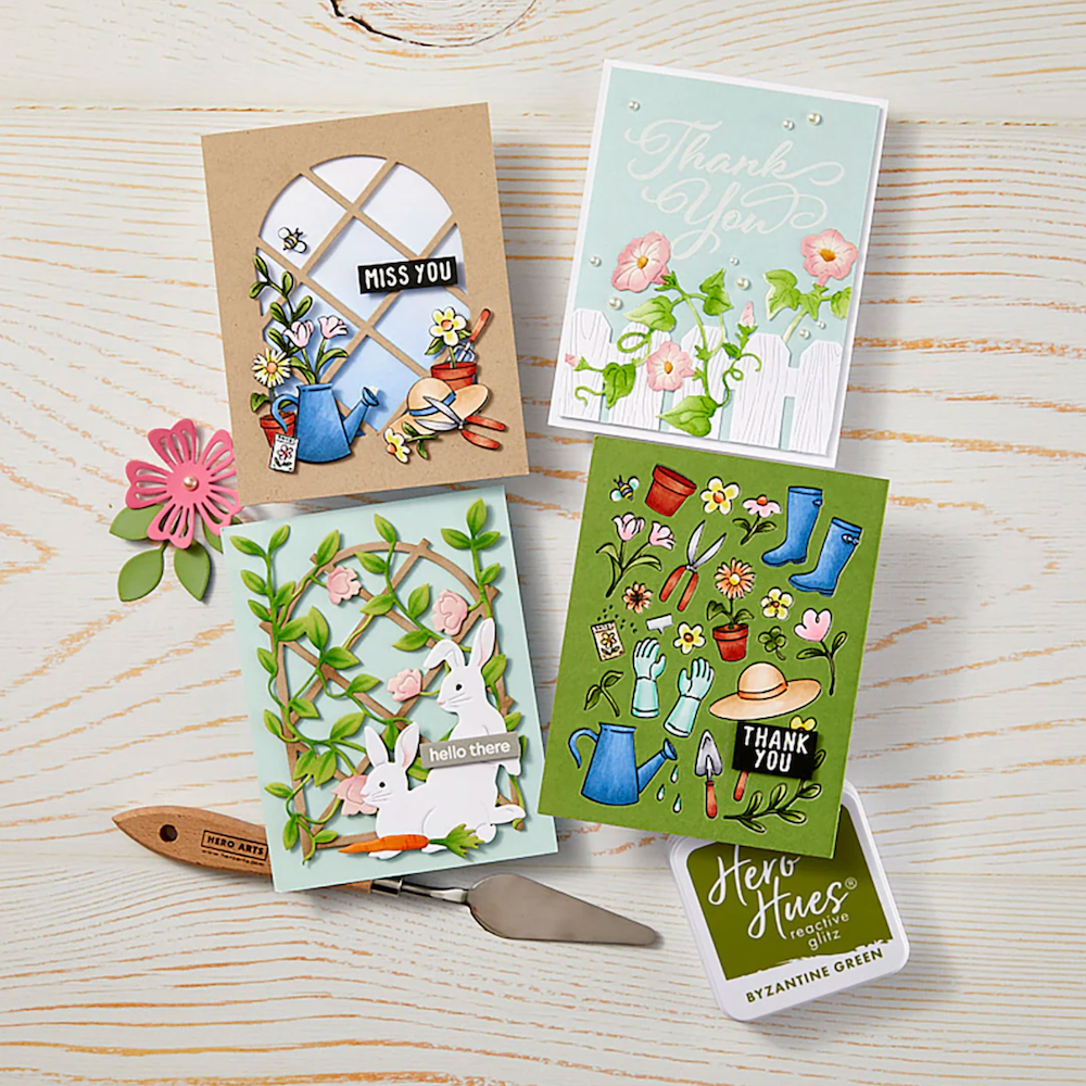 Hero Arts Gardening Tools & Flowers Cover Plate df232 cards