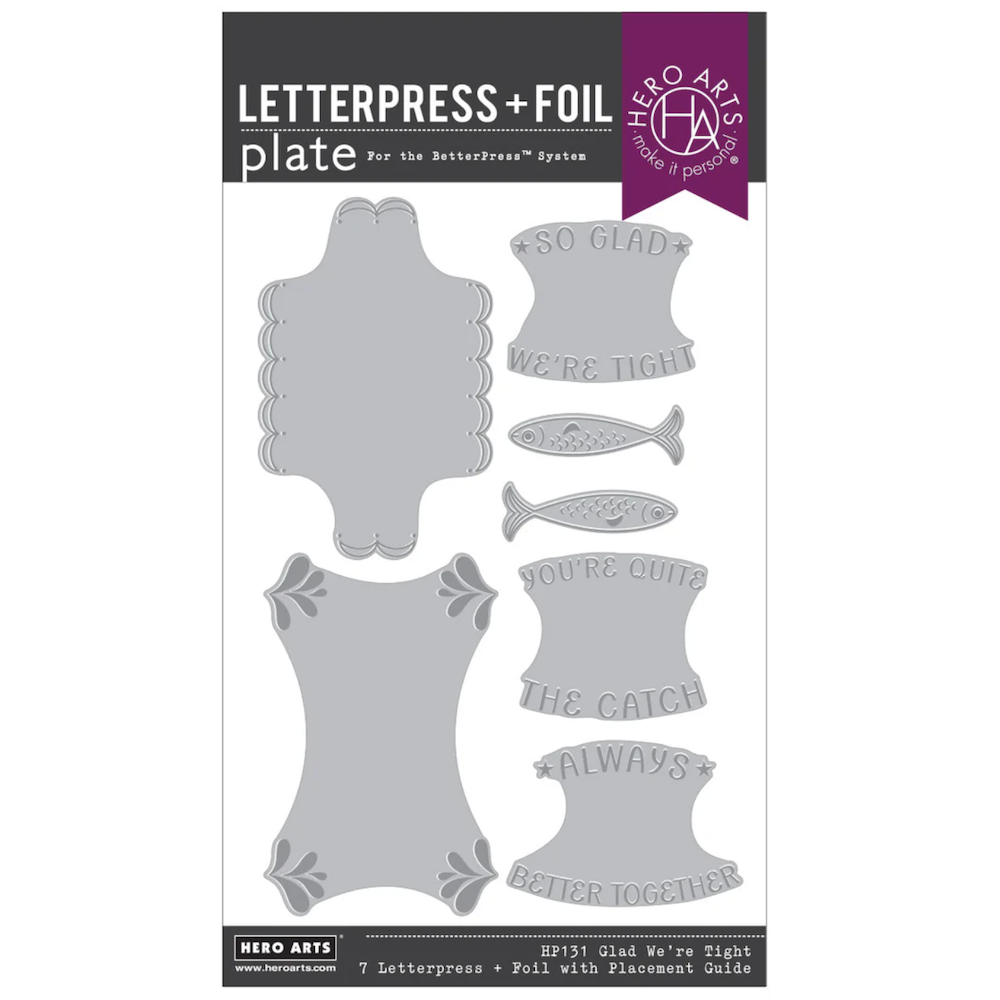 Hero Arts Glad We're Tight Letterpress and Foil Registration Set hp131