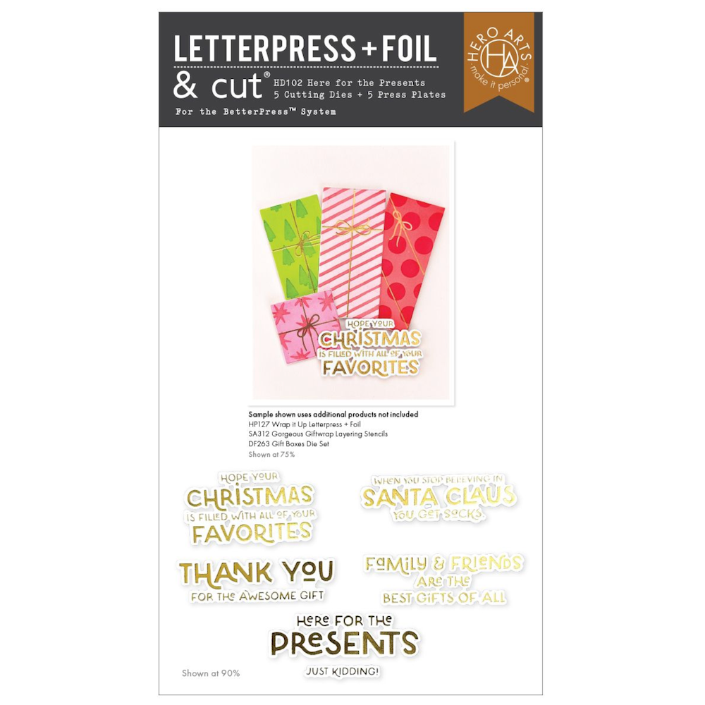 Hero Arts Here for the Presents Letterpress Foil and Die Set hd102