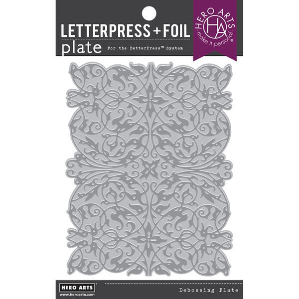Hero Arts Lacy Filigree Letterpress and Foil Plate Plate Set hp113