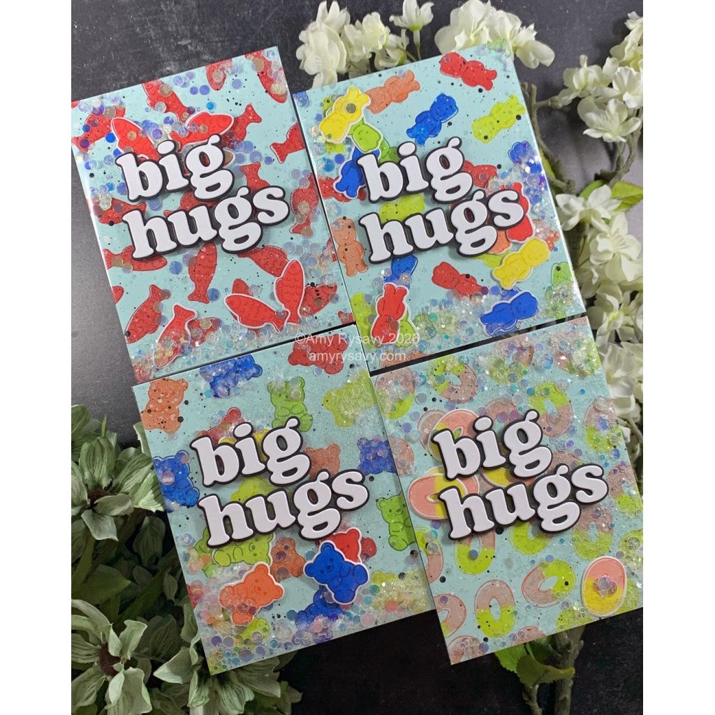 Hero Arts Let's Stick Together Clear Stamp and Die Set dc350 gummy bears gummy fish candy rings big hugs cards