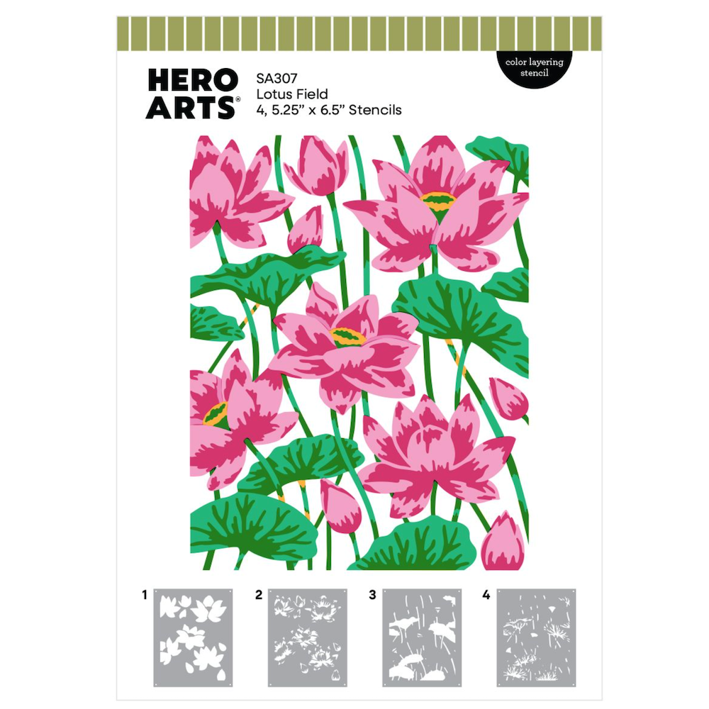 Hero Arts Lotus Field Layering Stencil Set sa307