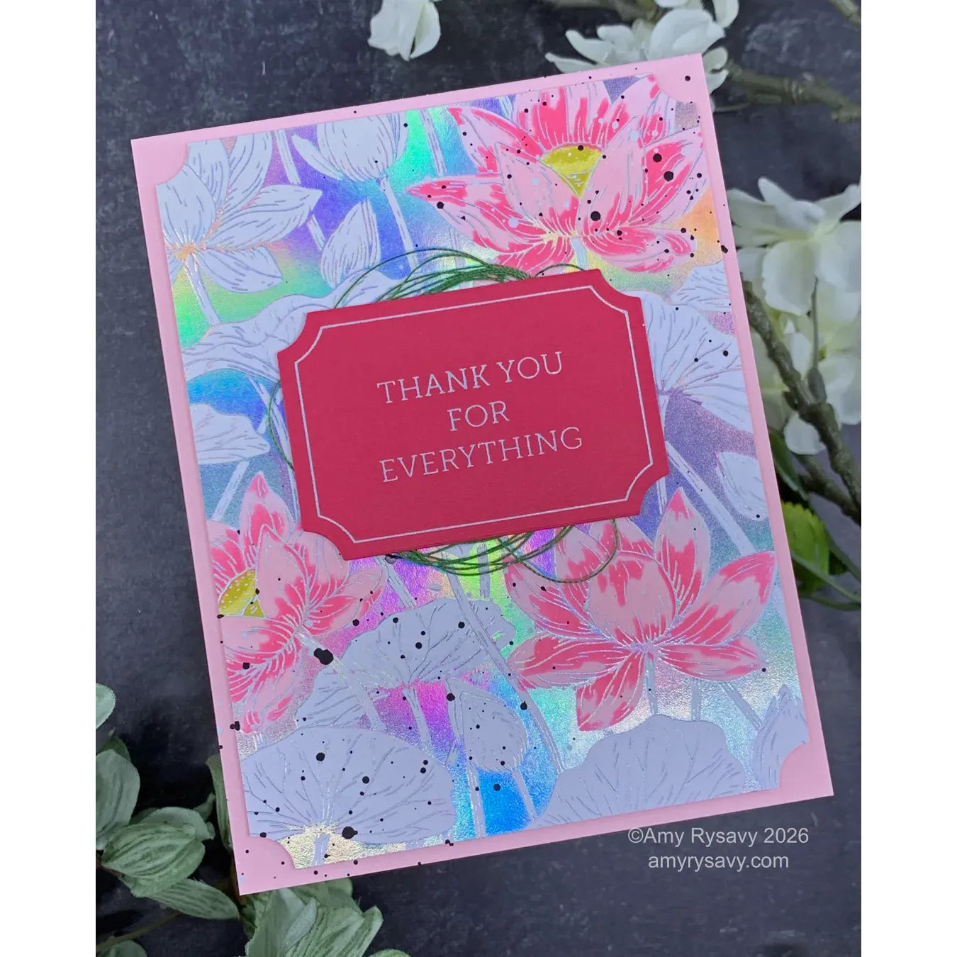 Hero Arts Lotus Field Letterpress + Foil Plate Set hp114 thank you | color-code:ALT01