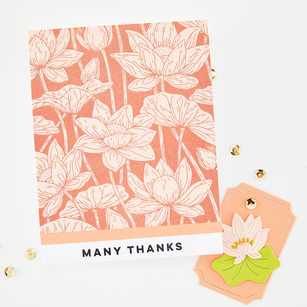 Hero Arts Lotus Field Letterpress + Foil Plate Set hp114 thanks