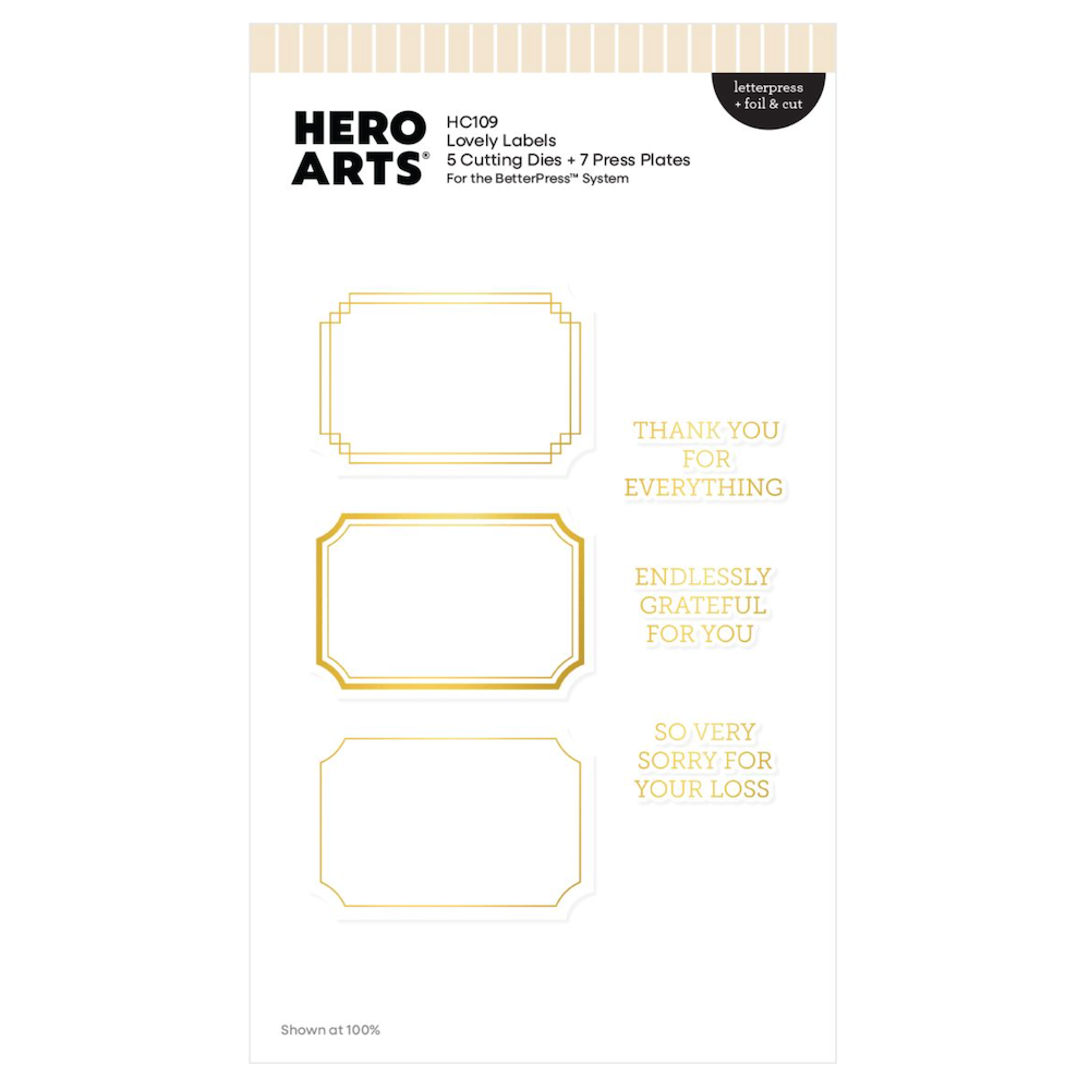 Hero Arts Lovely Labels Letterpress + Foil and Die Set hc109