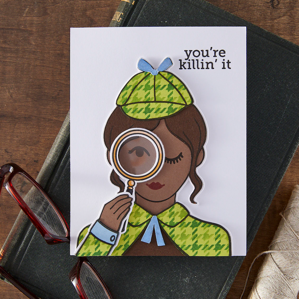 Hero Arts Miss Detective Clear Stamp and Die Set sb507 product killin