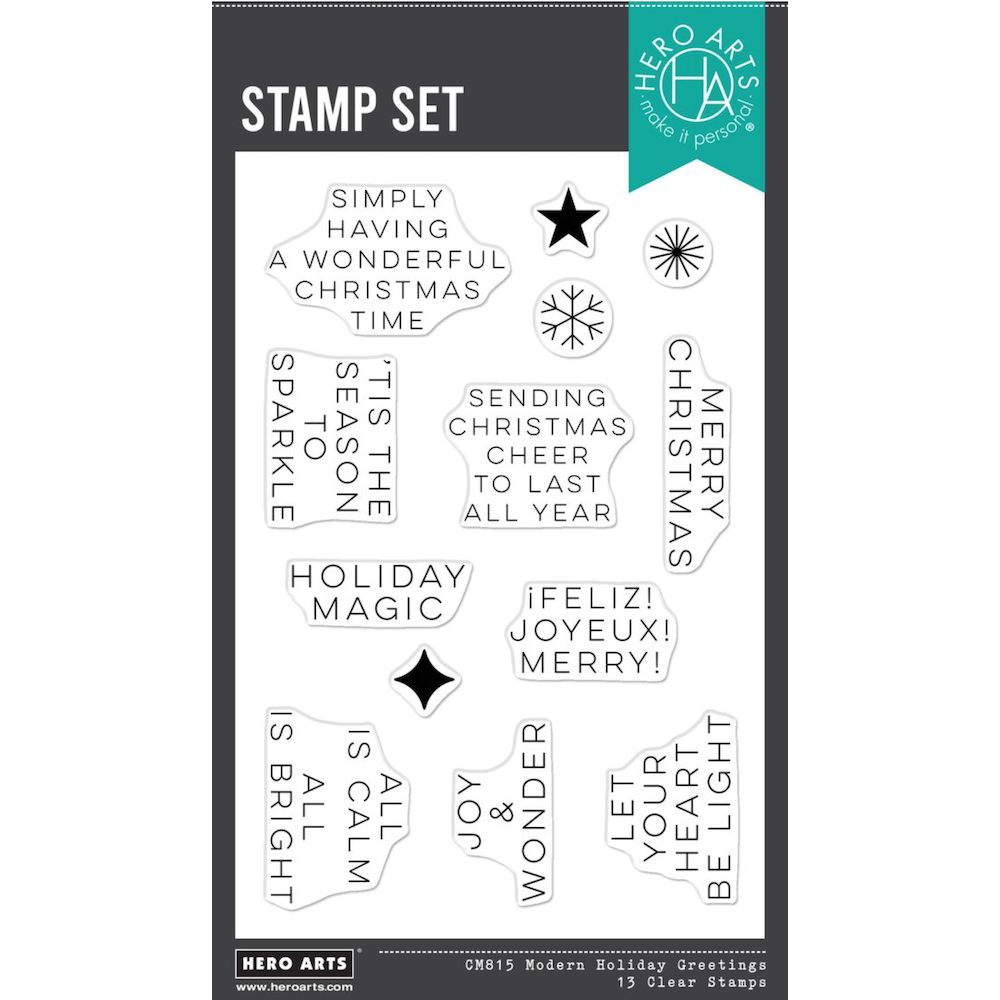 Hero Arts Modern Holiday Greetings Clear Stamp Set cm815