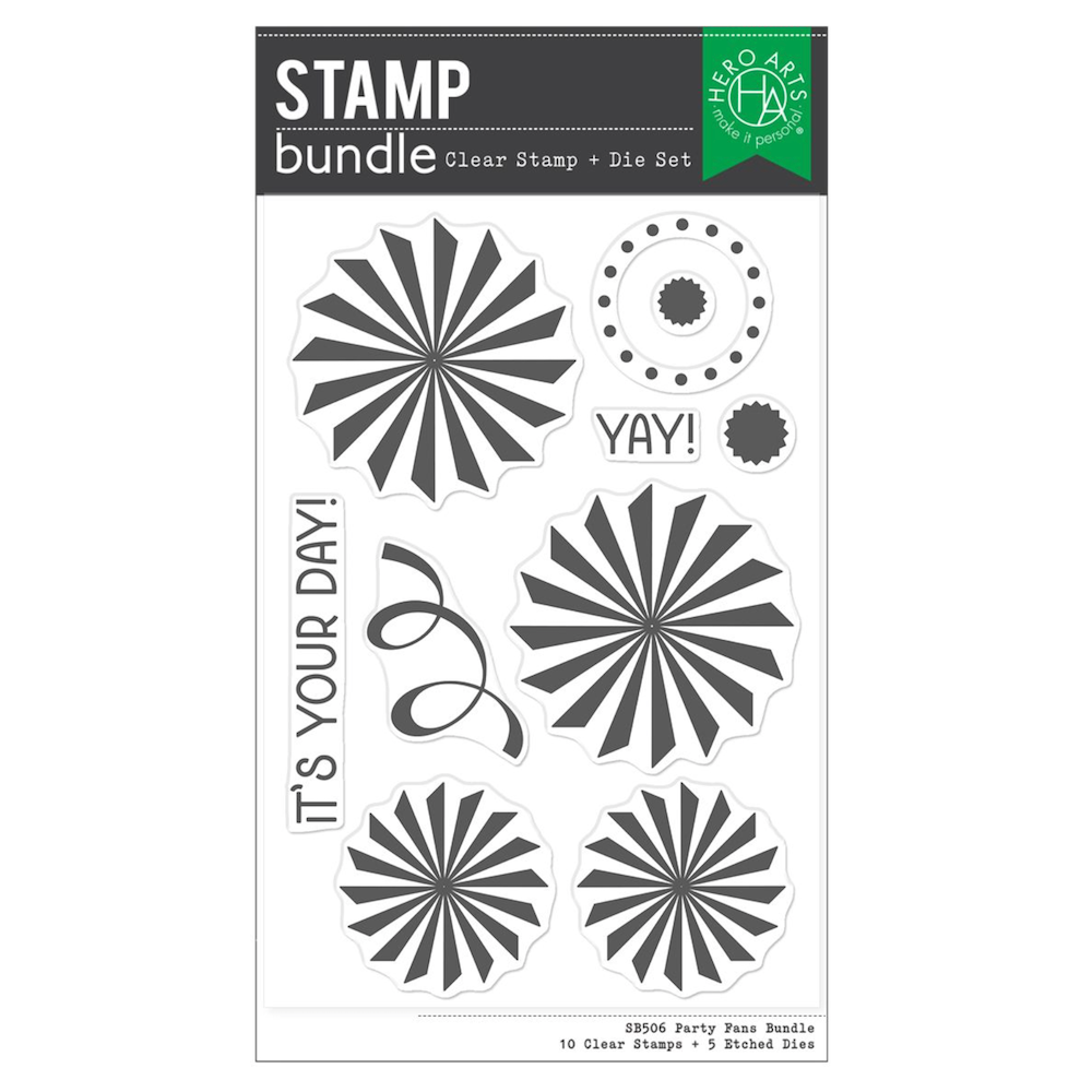 Hero Arts Party Fans Clear Stamp and Die Set sb506