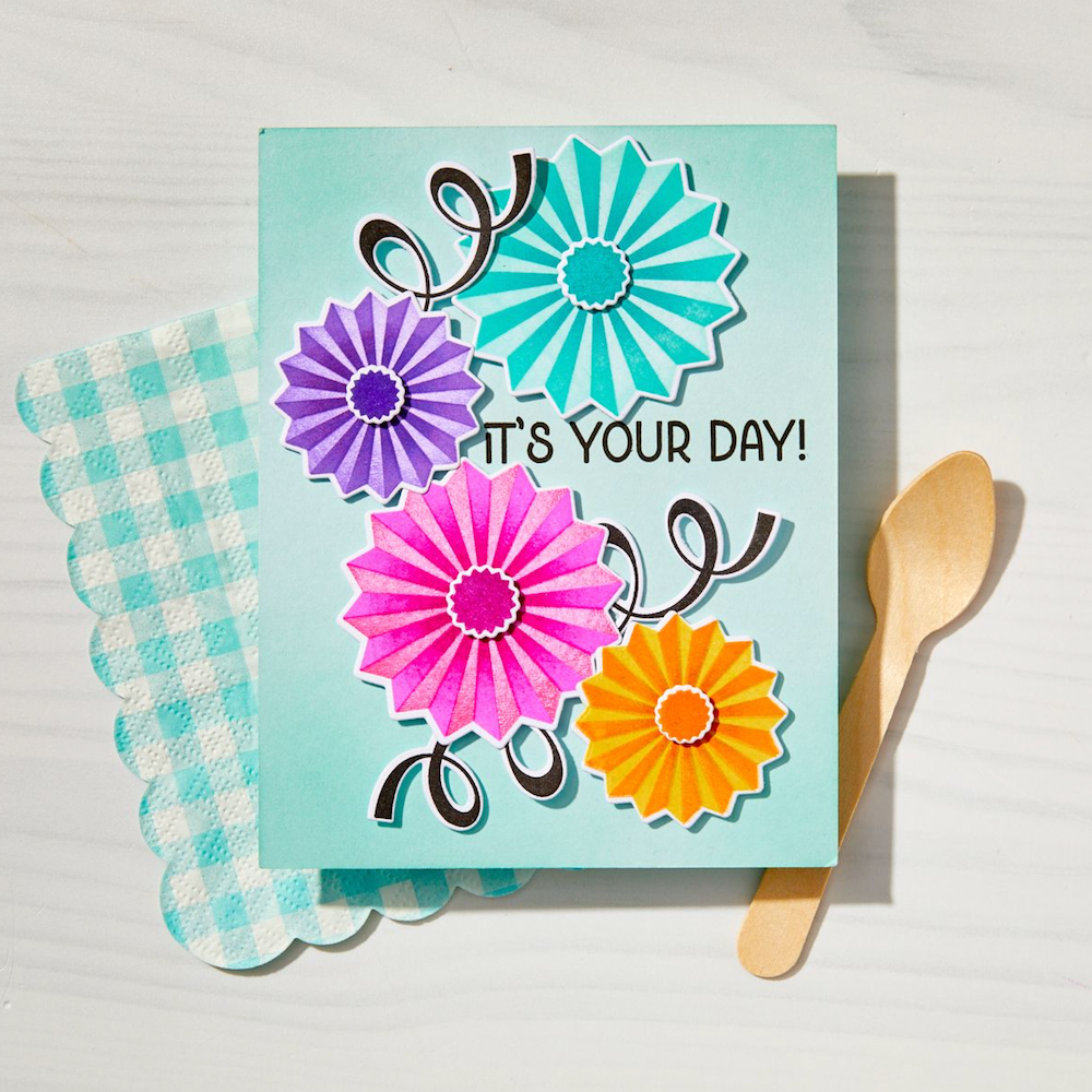 Hero Arts Party Fans Clear Stamp and Die Set sb506