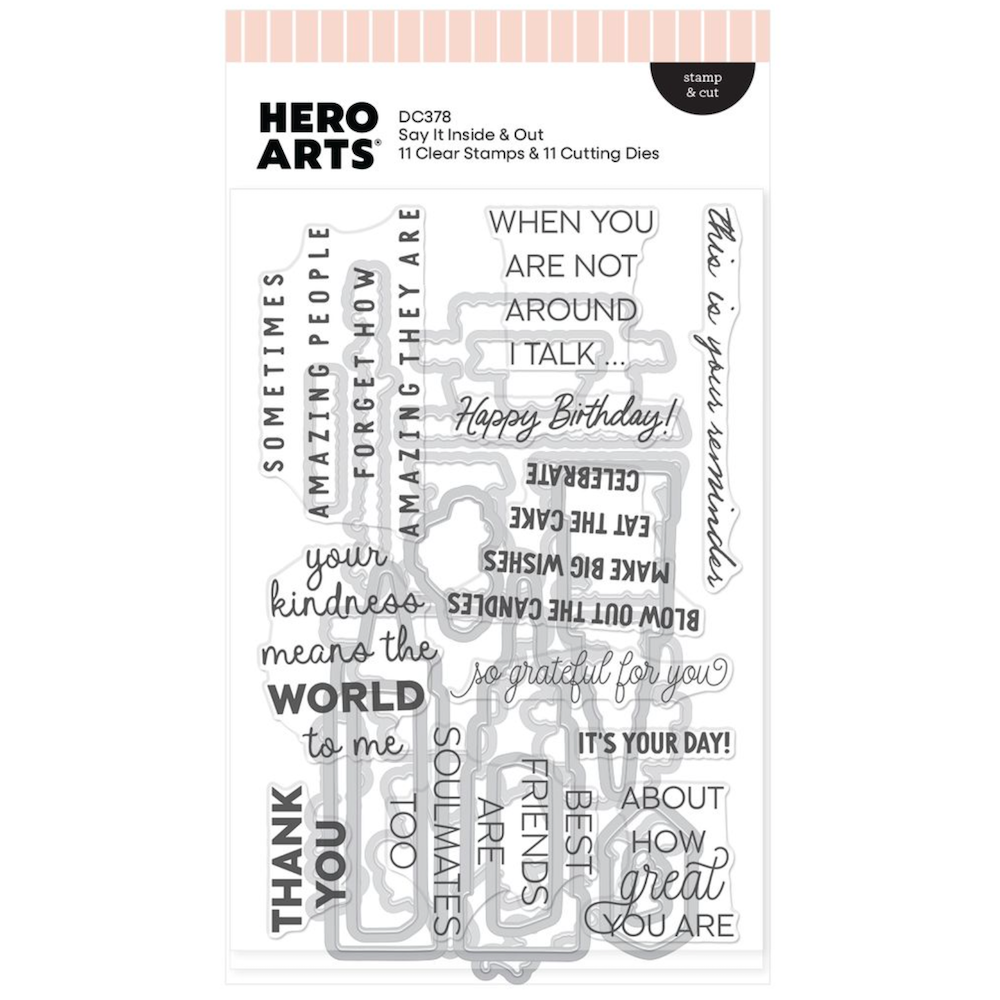 Hero Arts Say It Inside & Out Clear Stamp and Die Set dc378