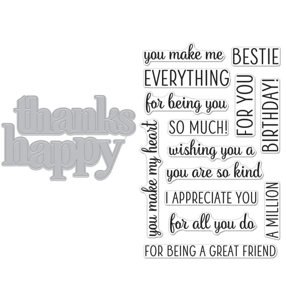 Hero Arts Stamp and Cuts XL HAPPY THANKS Set DC282