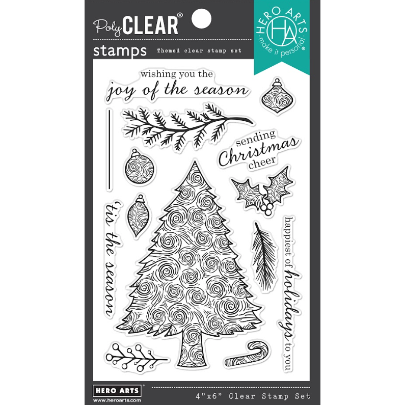 Hero Arts Swirly Christmas Tree Clear Stamp Set cm771*