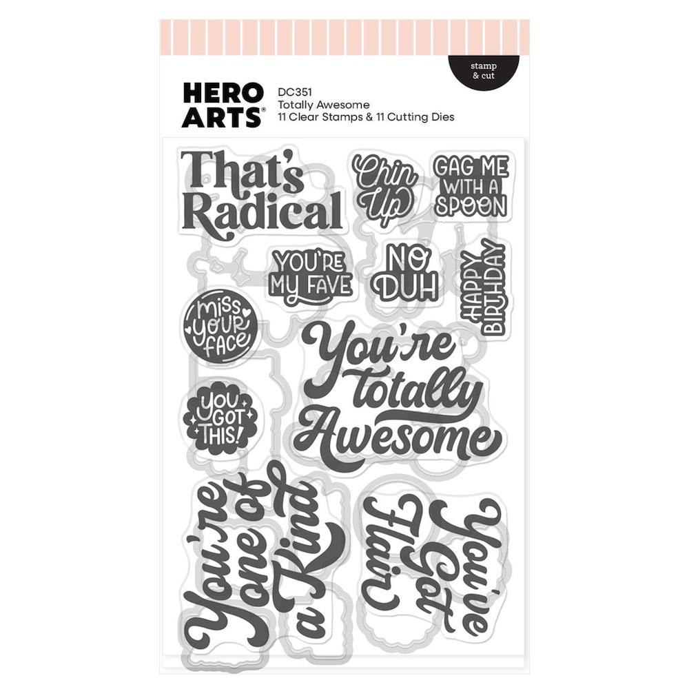 Hero Arts Totally Awesome Clear Stamp and Die Set dc351