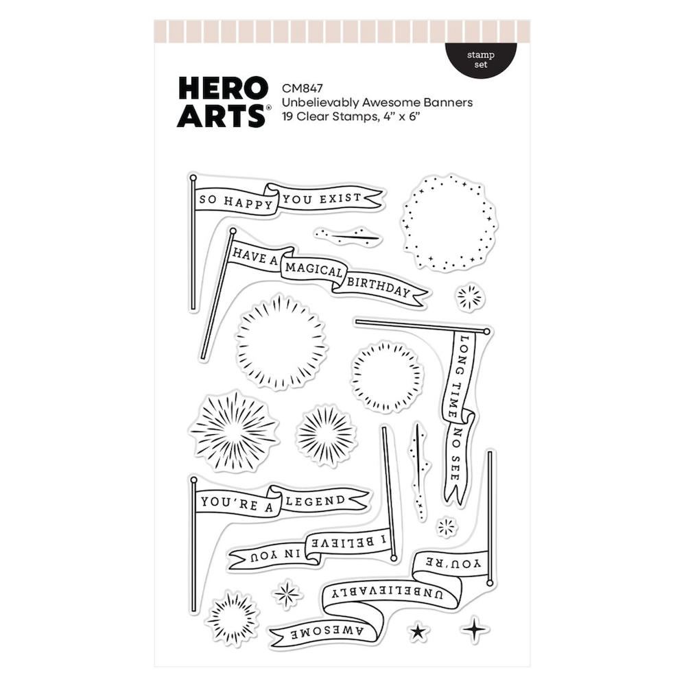 Hero Arts Unbelievably Awesome Banners Clear Stamp Set cm847