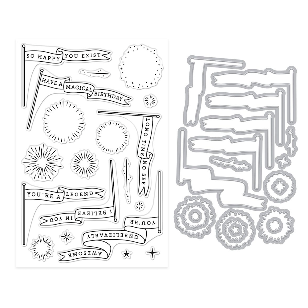 Hero Arts Unbelievably Awesome Banners Stamp and Die Set dc349 product