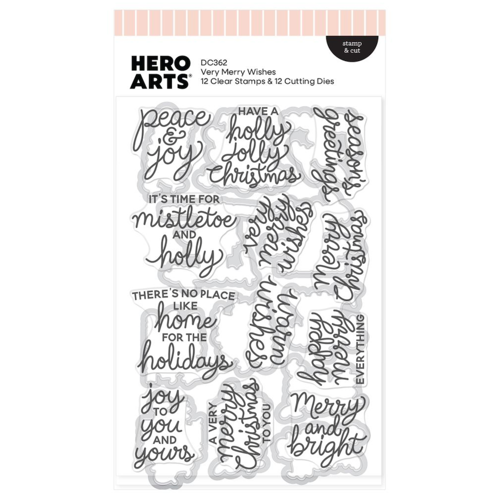 Hero Arts Very Merry Wishes Clear Stamp and Die Set dc362