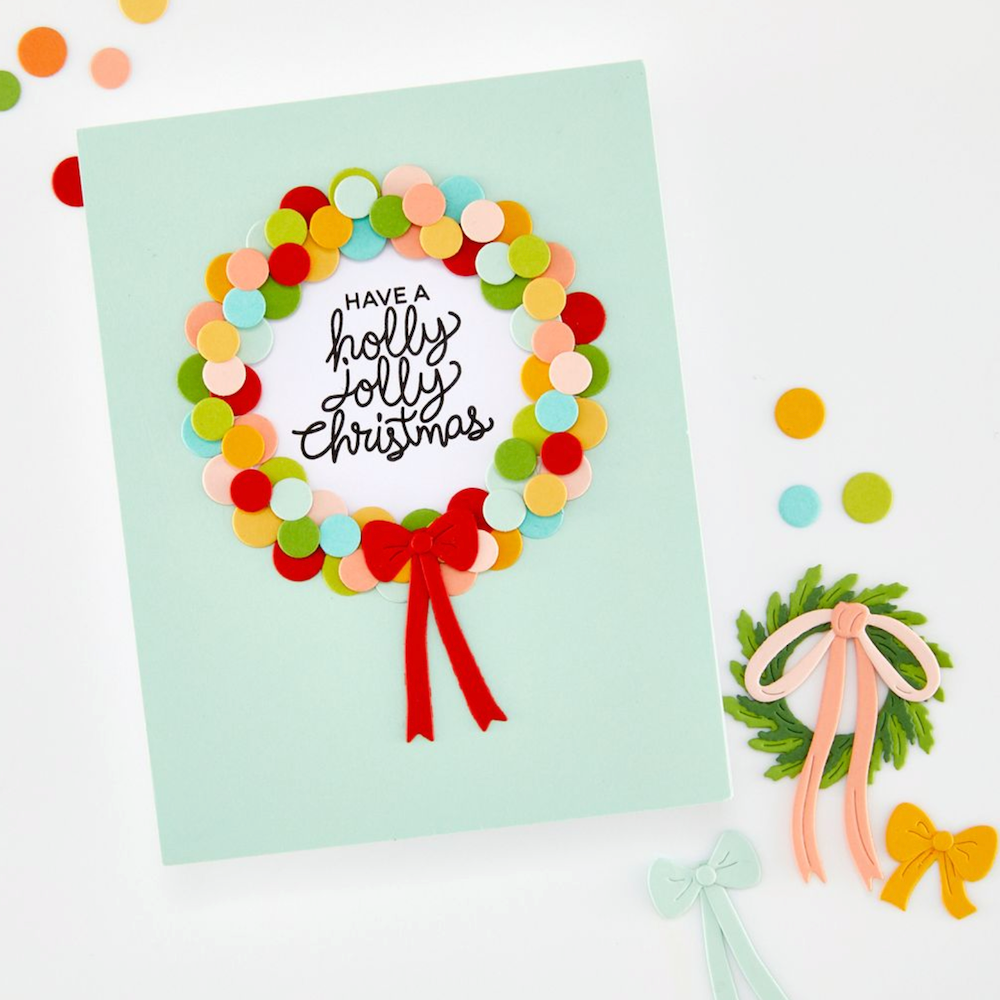 Hero Arts Very Merry Wishes Clear Stamp and Die Set dc362 bright color ornament wreath