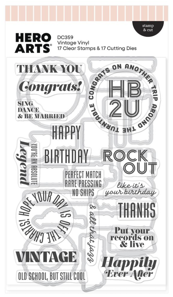 Hero Arts Vintage Vinyl Clear Stamp and Die Set dc359