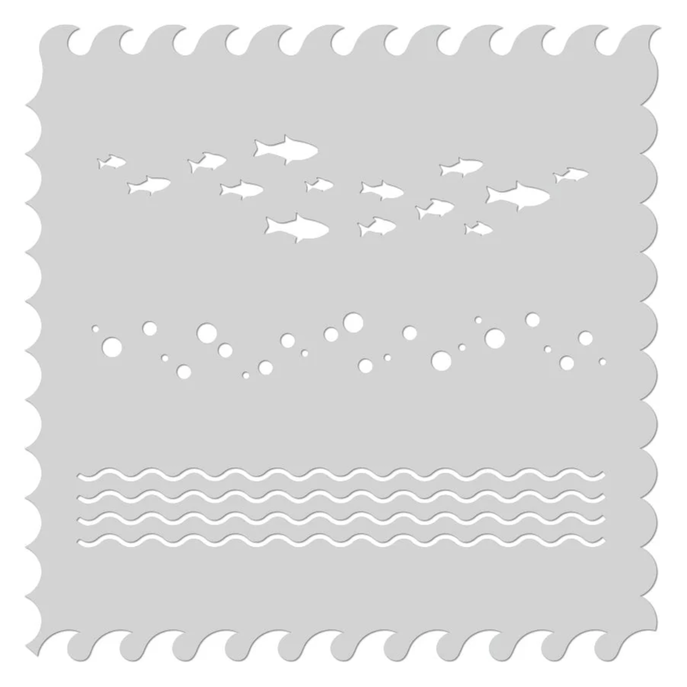Hero Arts WAVES SCENIC Stencil SA163
