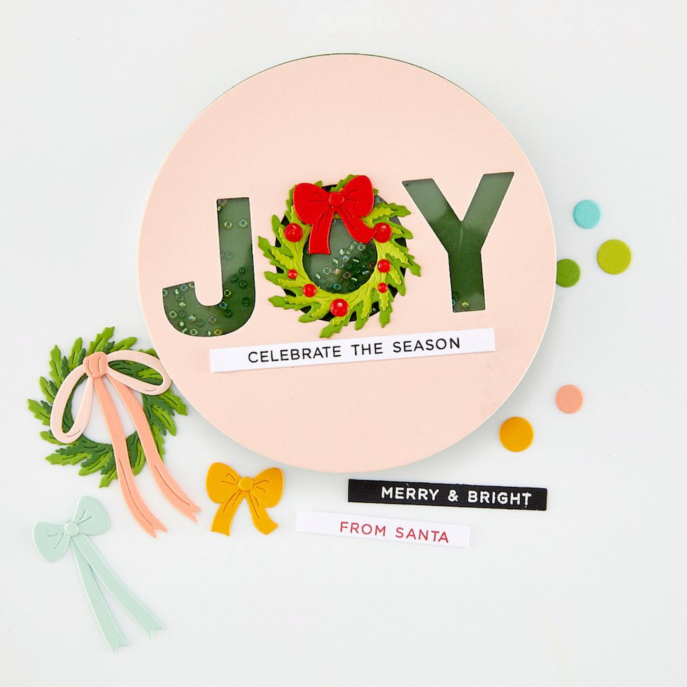 Hero Arts Winter Wreath Die Set df302 round pink joy card