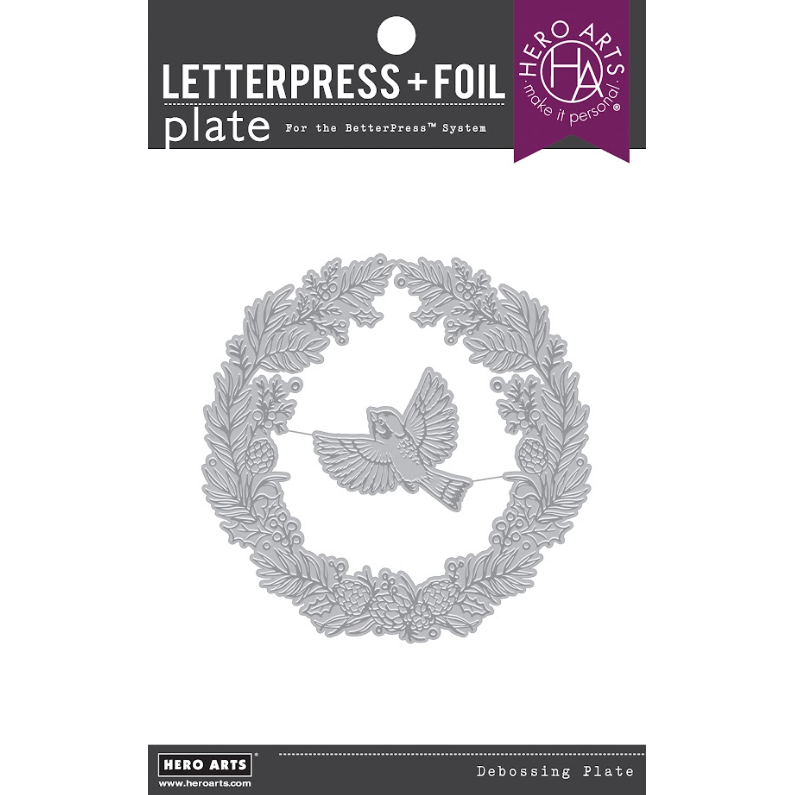 Hero Arts Wreath and Finch Letterpress and Foil Plate Set hp110*