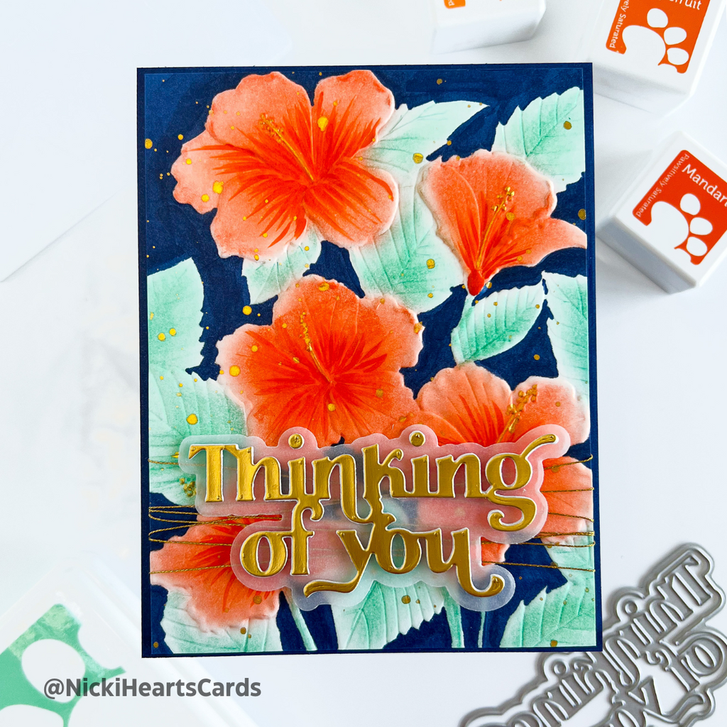 Simon Says Stamp Embossing Folder Hibiscus Cluster sf356 Stamptember Thinking of You  Card 