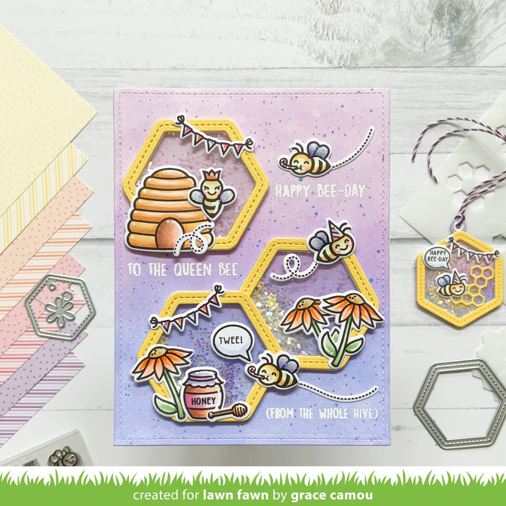 Lawn Fawn Hive Five Clear Stamps lf2927 from the whole hive