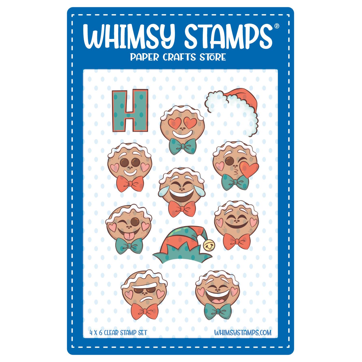 Whimsy Stamps Ho Ho Ho Gingerbread Emojis Clear Stamps khb207