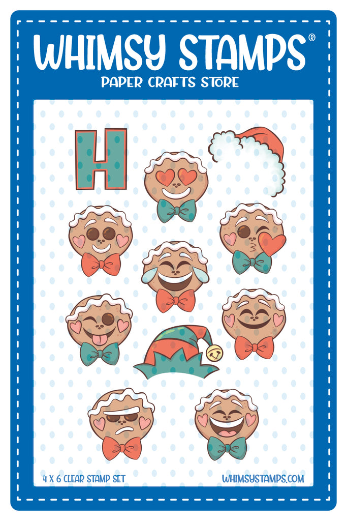 Whimsy Stamps Ho Ho Ho Gingerbread Emojis Clear Stamps khb207