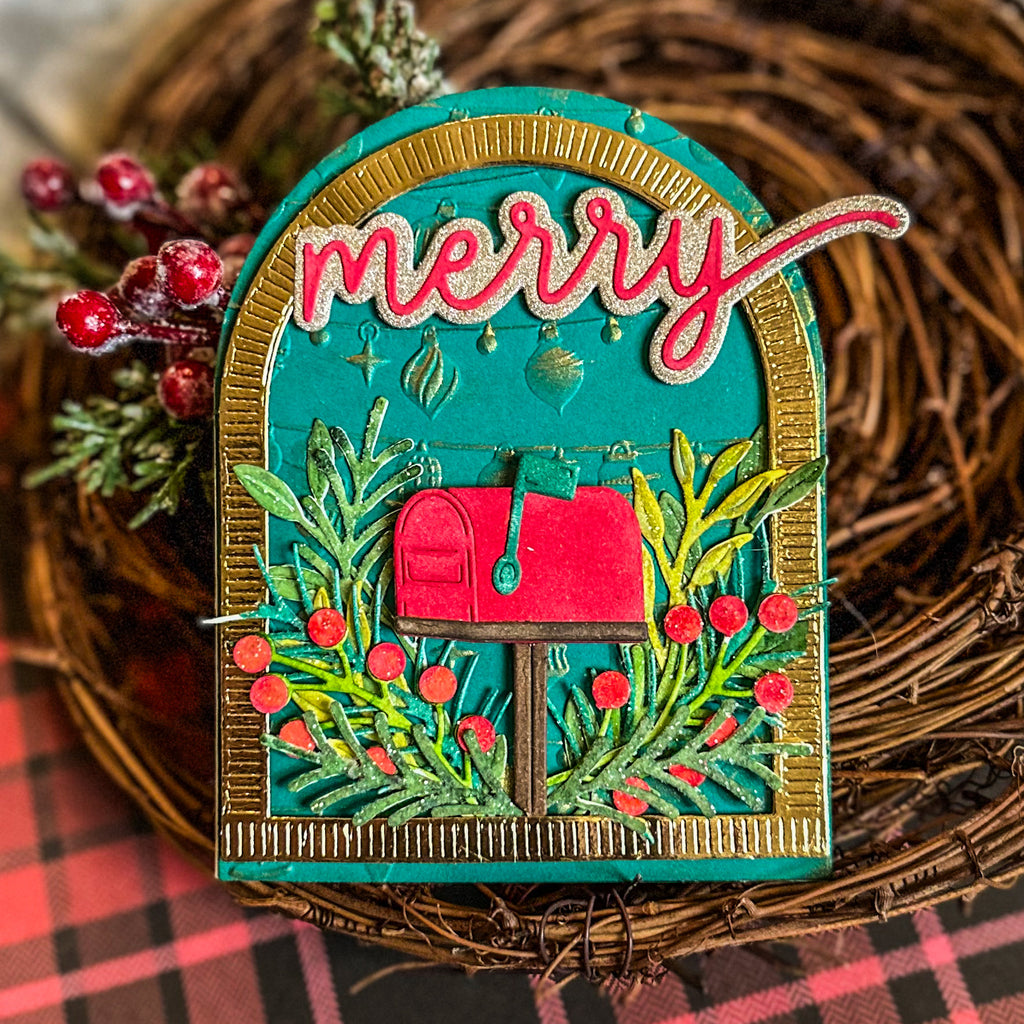 Simon Says Stamp Ho Ho Holiday Greens Wafer Dies s1062 Sugar and Spice Christmas Card