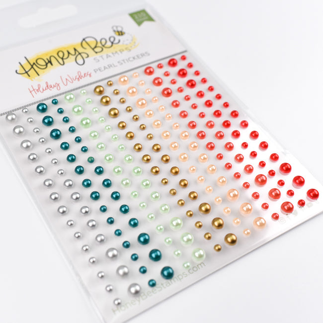 Honey Bee Holiday Wishes Pearl Stickers hbgs-prl13 Detailed Product View Angled Front