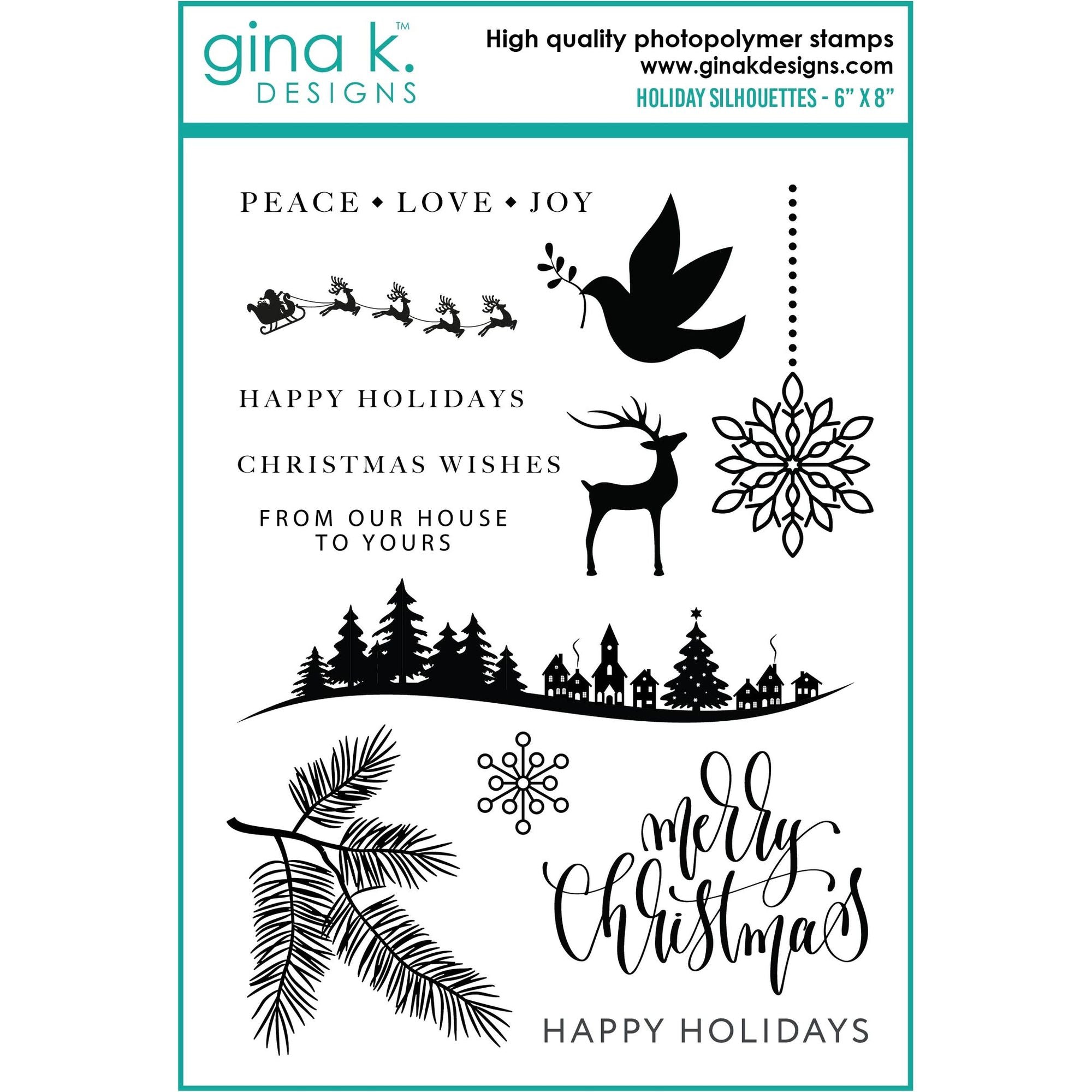 Gina K Designs HOLIDAY SILHOUETTES Clear Stamps gkd151