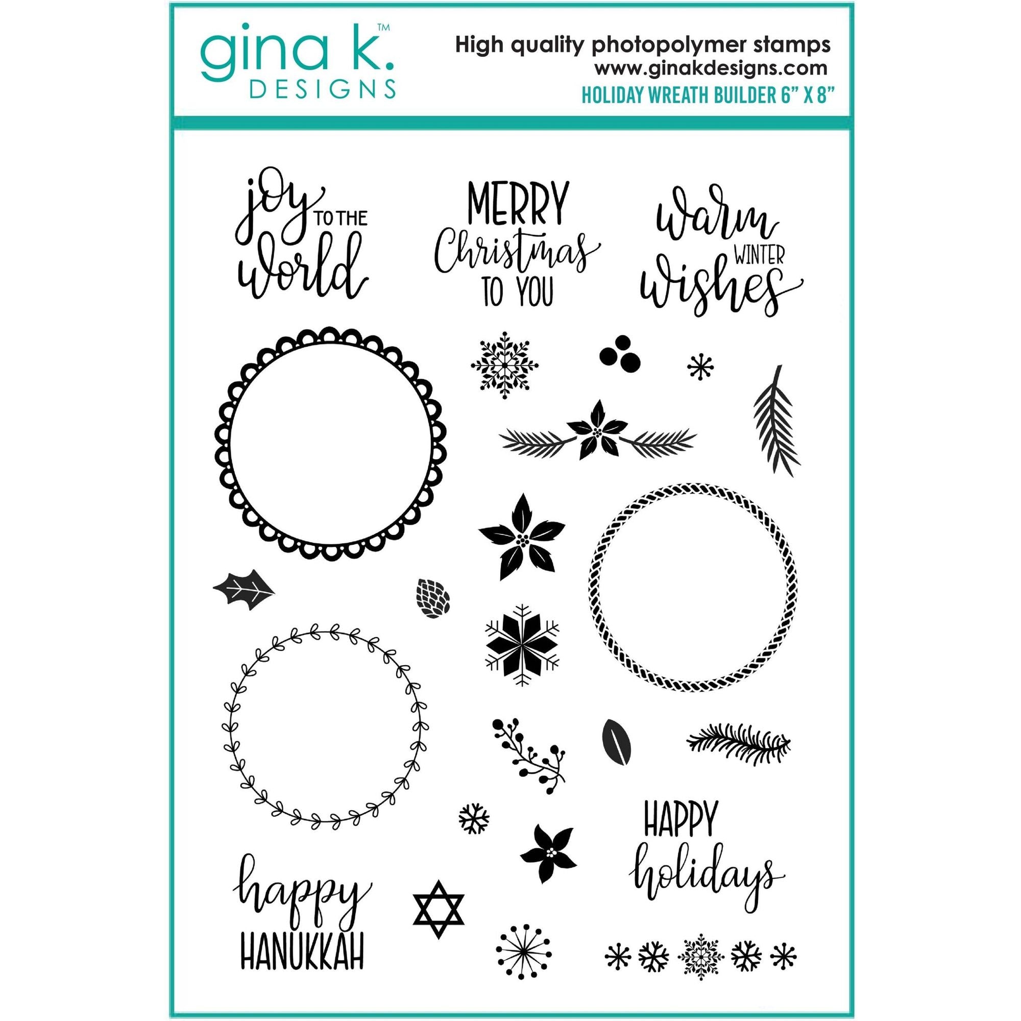 Gina K Designs HOLIDAY WREATH BUILDER Clear Stamps 3580