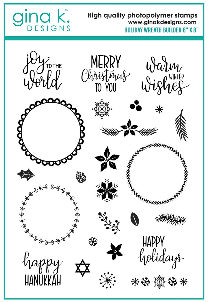 Gina K Designs HOLIDAY WREATH BUILDER Clear Stamps 3580